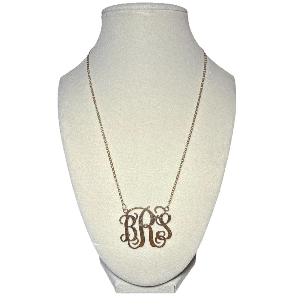 Italian‎ Made 925 Sterling Silver Gold Tone RBS Monogram Necklace J19-33
